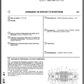 Brevet d'invention machine de refendage à flèche compensée